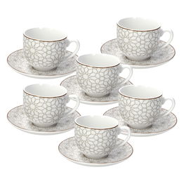 Set 6 cesti de ceai cu farfurie Madison Habana, Tognana, 250 ml, portelan, multicolor