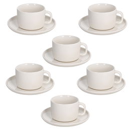 Set 6 cesti de cafea cu farfurie Edge, Tognana, 90 ml, New Bone China, bej