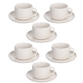 Set 6 cesti de ceai cu farfurie Edge, Tognana, 220 ml, New Bone China, bej