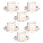 Set 6 cesti de ceai cu farfurie Ivy Quadro Mandorla, Tognana, 220 ml, New Bone China, alb/roz