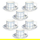 Set 6 cesti de ceai cu farfurie Ivy Quadro Carta Da Zucchero, Tognana, 220 ml, New Bone China, alb/albastru