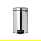 Cos de gunoi cu pedala, Brabantia, NewIcon Brilliant Steel, 12 L, 33.8x25.1x41.1 cm, otel, argintiu