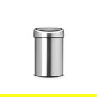 Cos de gunoi cu soft touch, Brabantia, Matt Steel Fingerprint Proof, 3 L, cu fixare pe perete, 18.4x18x28 cm, otel, argintiu