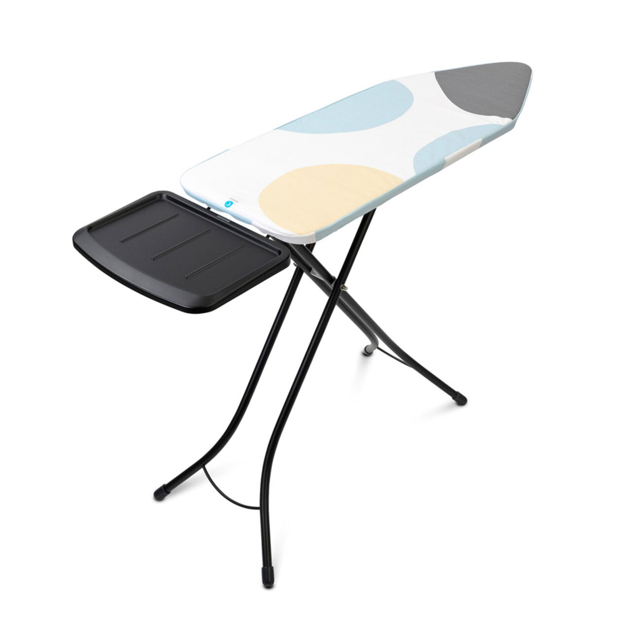 Masa de calcat, Brabantia C, PerfectFlow Spring Bubbles, 124x45 cm, 7 pozitii de reglare, cu suport statie de calcat, otel/bumbac