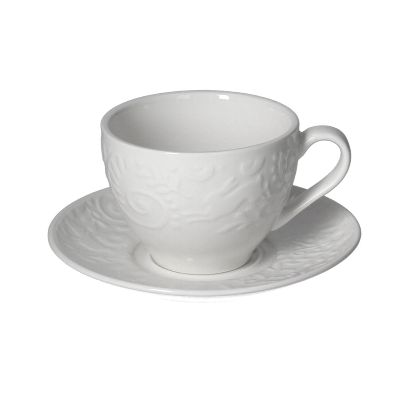 Set 4 cesti de ceai cu farfurie Etoile, Andrea Fontebasso, 200 ml, New Bone China, alb