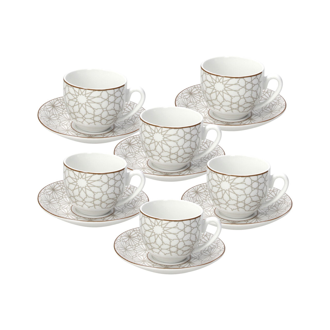 Set 6 cesti de cafea cu farfurie Madison Habana, Tognana, 120 ml, portelan, multicolor
