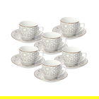 Set 6 cesti de cafea cu farfurie Madison Habana, Tognana, 120 ml, portelan, multicolor