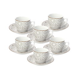 Set 6 cesti de cafea cu farfurie Madison Habana, Tognana, 120 ml, portelan, multicolor