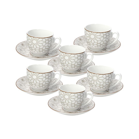 Set 6 cesti de cafea cu farfurie Madison Habana, Tognana, 120 ml, portelan, multicolor