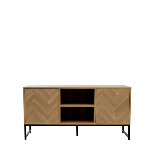Comoda TV Swen, Homla, 120x38x60 cm, MDF/metal, natur