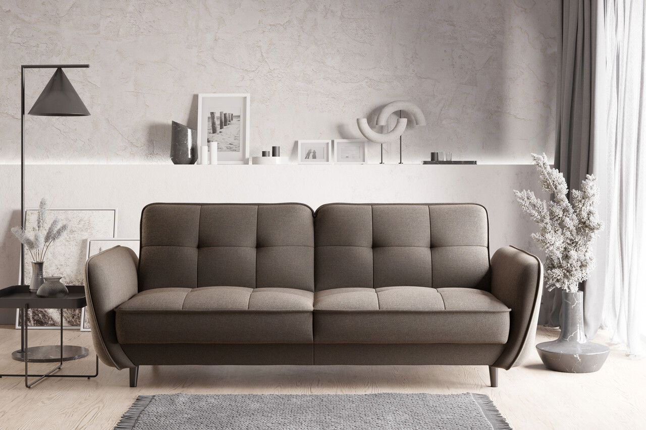 Canapea extensibila 3 locuri ELTAP, SO-BEL-18VER, Bellis, 220x90x83 cm, lemn/poliester, bej inchis