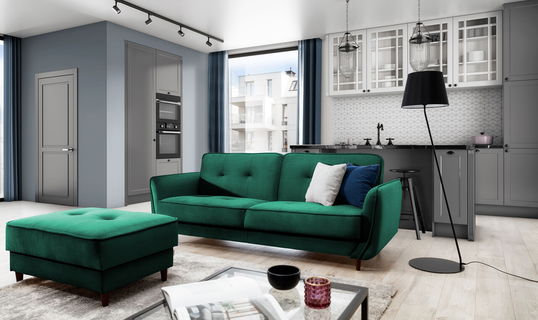 Canapea extensibila 3 locuri ELTAP, SO-BEL-37MO, Bellis, 220x90x83 cm, lemn/poliester, verde deschis