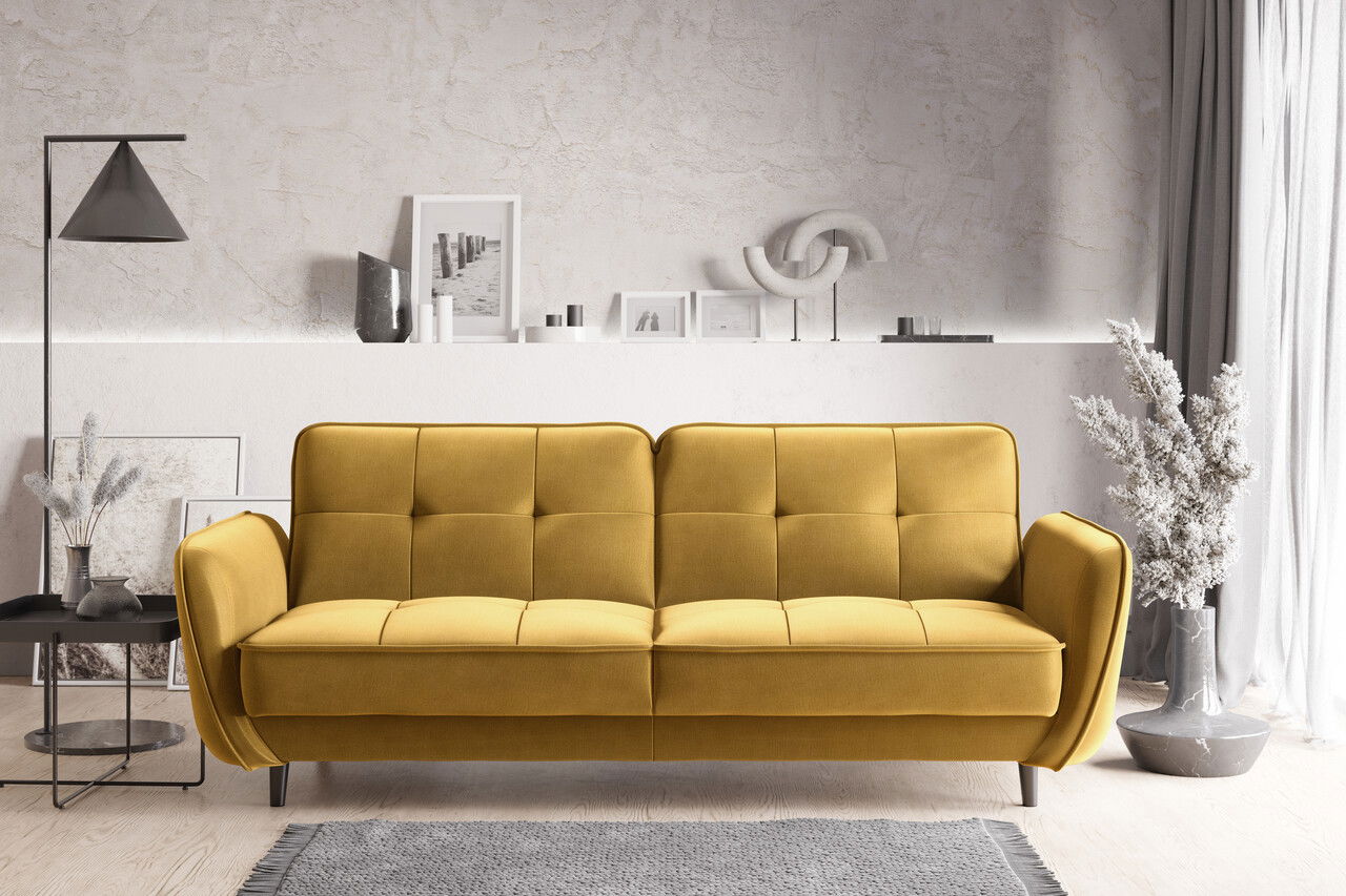 Canapea extensibila 3 locuri ELTAP, SO-BEL-45NU, Bellis, 220x90x83 cm, lemn/poliester, galben