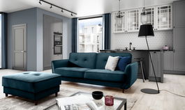 Canapea extensibila 3 locuri ELTAP, SO-BEL-77MO, Bellis, 220x90x83 cm, lemn/poliester, albastru