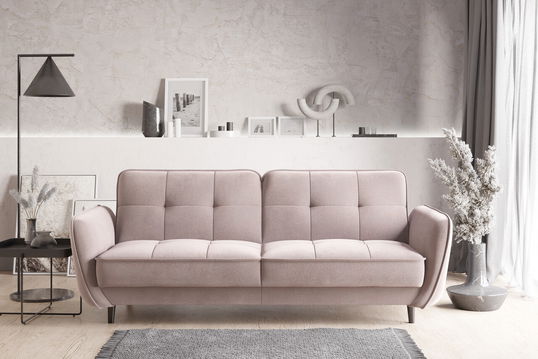 Canapea extensibila 3 locuri ELTAP, SO-BEL-101GO, Bellis, 220x90x83 cm, lemn/poliester, roz deschis