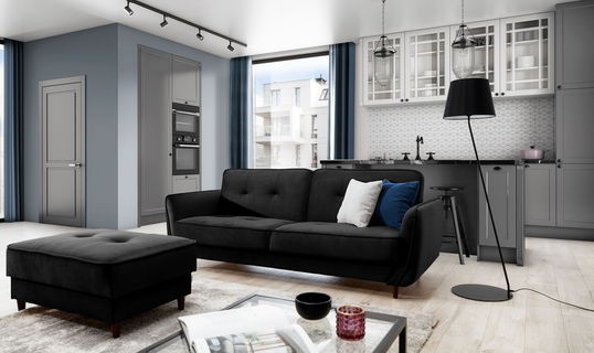 Canapea extensibila 3 locuri ELTAP, SO-BEL-10LO, Bellis, 220x90x83 cm, lemn/poliester, negru