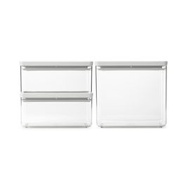 Set 3 recipiente depozitare, Brabantia, Tasty+, 2x1.5 L, 1x3.5 L, plastic, gri deschis