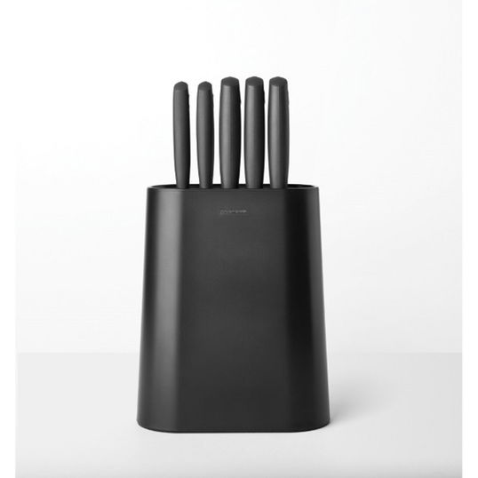 Set 5 cutite cu suport, Brabantia, Tasty+, 18.9x8.9x33.5 cm, plastic/otel, gri inchis