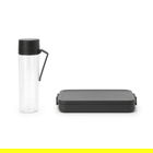 Set caserola pranz si sticla de apa 2 piese, Brabantia, Make&Take, 1.1 L, 500 ml, plastic, gri inchis