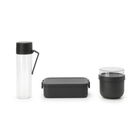 Set caserola pranz, bol si sticla de apa 3 piese, Brabantia, Make&Take Breakfast Set, 1.1 L, 500 ml, plastic, gri inchis