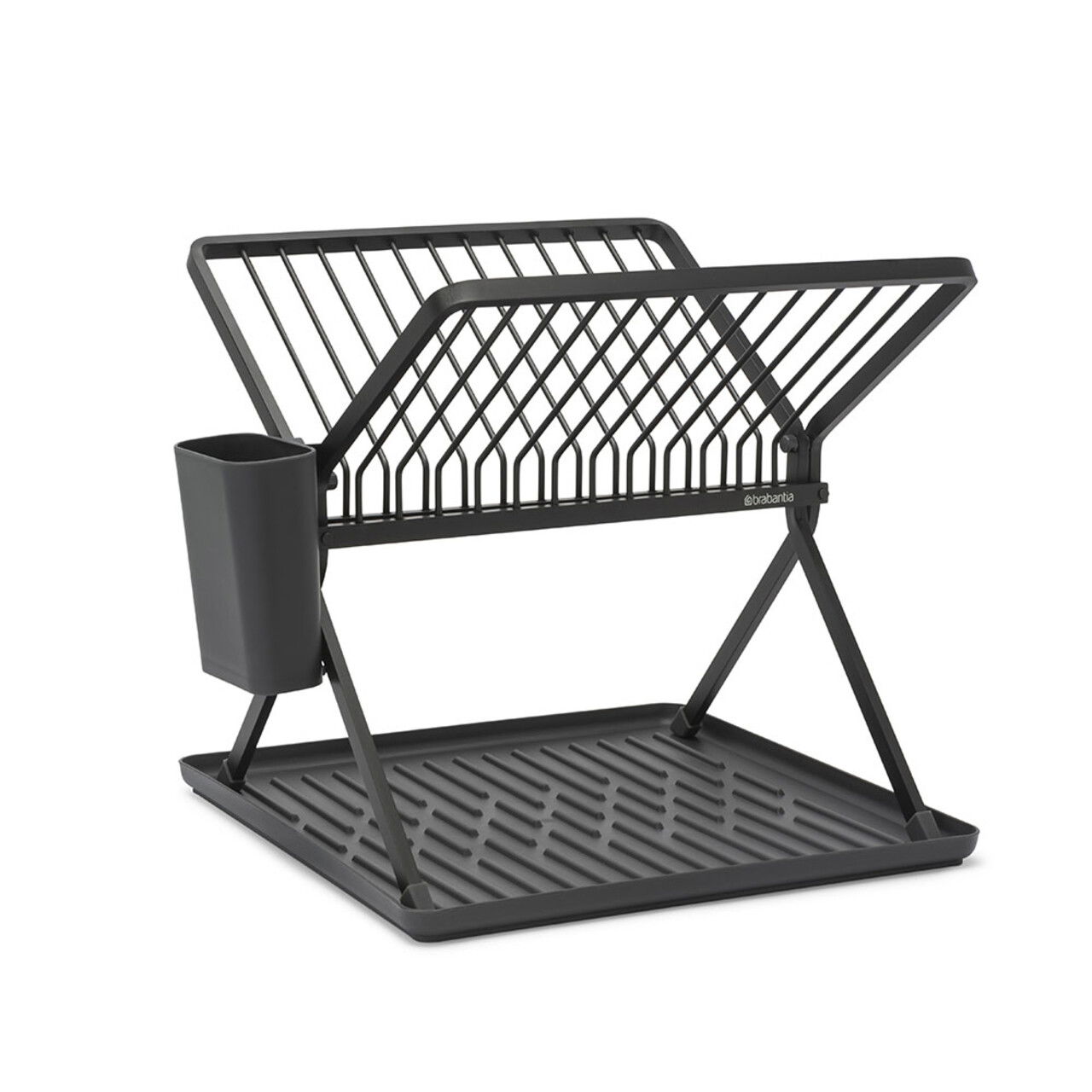 Scurgator de vase cu suport tacamuri, pliabil, Brabantia, SinkSide, 33x37x31.5 cm, aluminiu, gri inchis