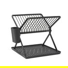 Scurgator de vase cu suport tacamuri, pliabil, Brabantia, SinkSide, 33x37x31.5 cm, aluminiu, gri inchis