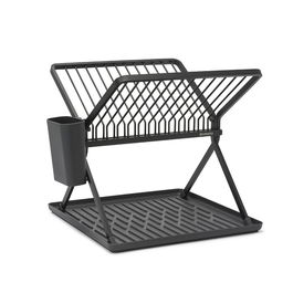 Scurgator de vase cu suport tacamuri, pliabil, Brabantia, SinkSide, 33x37x31.5 cm, aluminiu, gri inchis