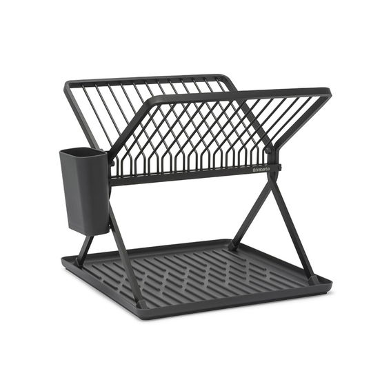 Scurgator de vase cu suport tacamuri, pliabil, Brabantia, SinkSide, 33x37x31.5 cm, aluminiu, gri inchis