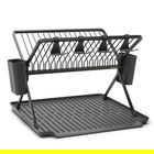 Scurgator de vase cu suport tacamuri, pliabil, Brabantia, SinkSide, 51x42x33 cm, aluminiu, gri inchis