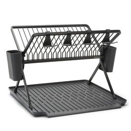 Scurgator de vase cu suport tacamuri, pliabil, Brabantia, SinkSide, 51x42x33 cm, aluminiu, gri inchis