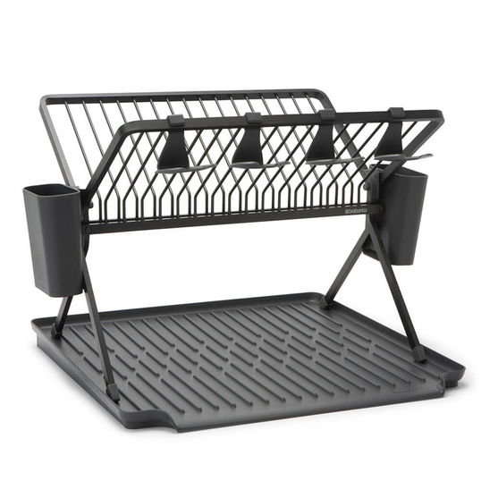 Scurgator de vase cu suport tacamuri, pliabil, Brabantia, SinkSide, 51x42x33 cm, aluminiu, gri inchis