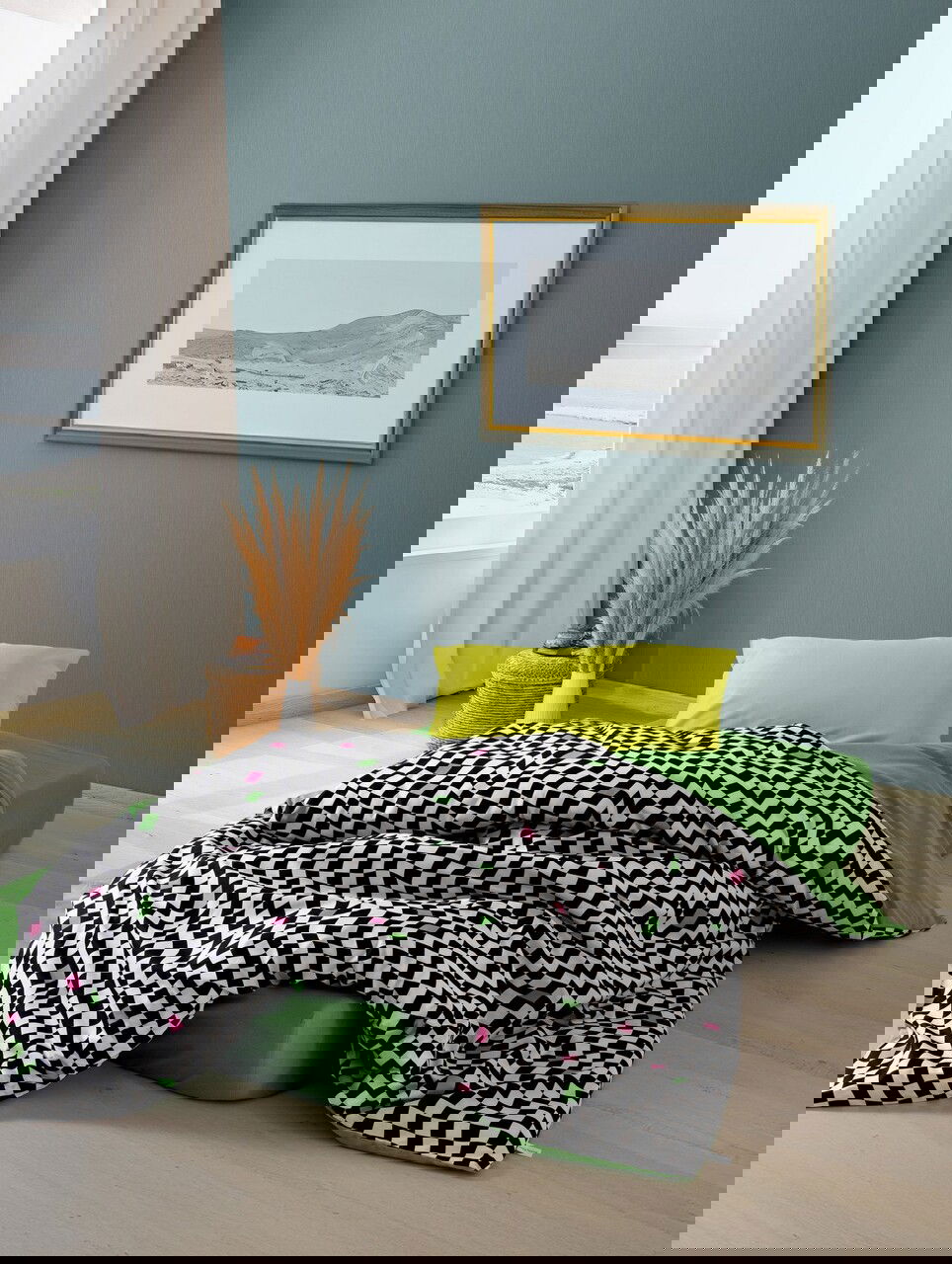 Lenjerie de pat pentru o persoana, Dazzle - Green, Cozy Home, Bumbac Ranforce