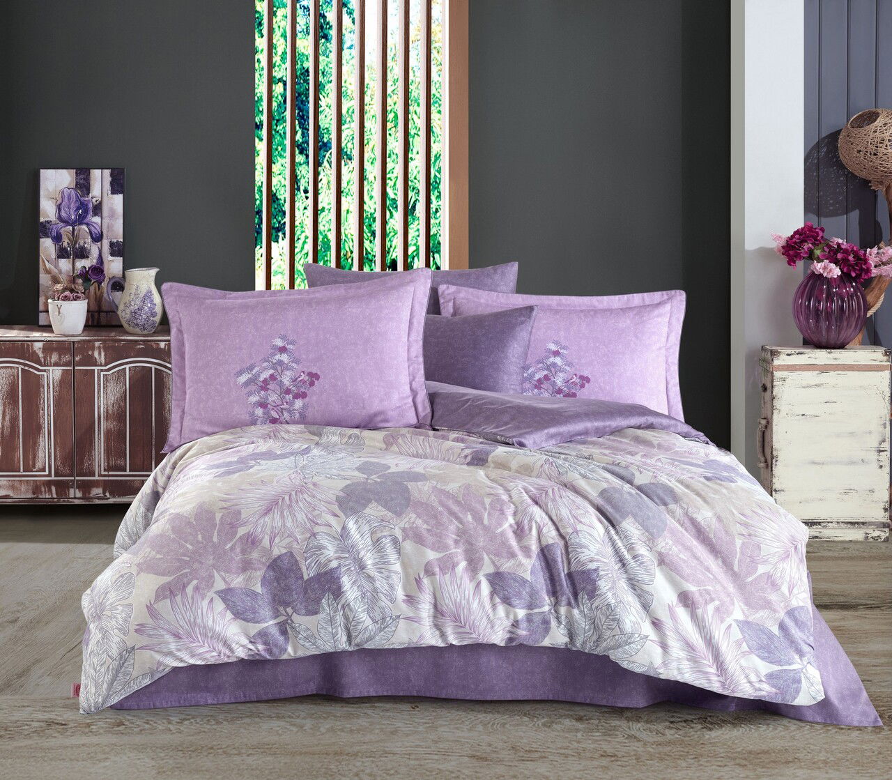 Lenjerie de pat dubla, Juillet - Lilac, Hobby, Bumbac Satinat