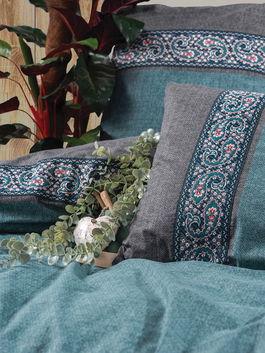 Lenjerie de pat pentru o persoana, Erna - Petrol Blue, Cotton Box, Bumbac Ranforce