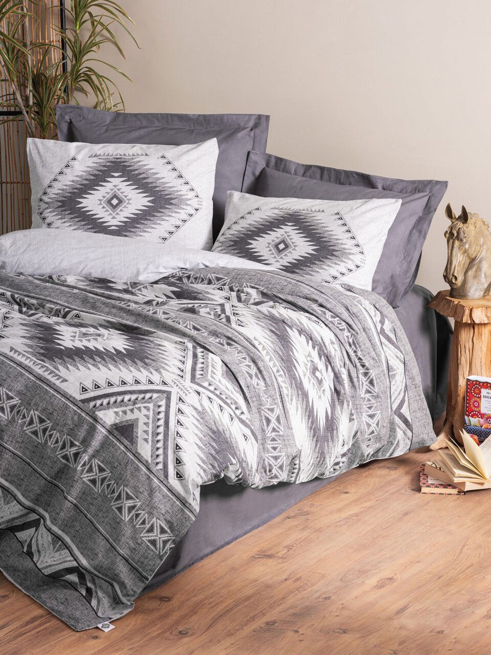 Lenjerie de pat pentru o persoana, Delos - Anthracite, Cotton Box, Bumbac Ranforce