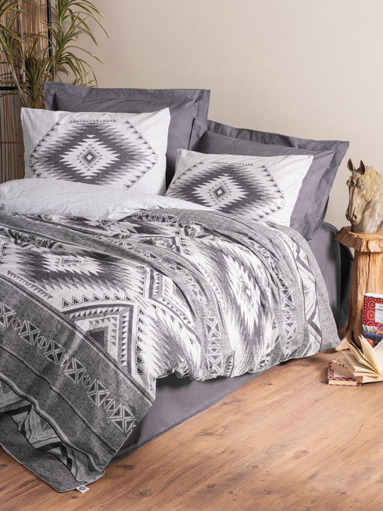 Lenjerie de pat pentru o persoana, Delos - Anthracite, Cotton Box, Bumbac Ranforce
