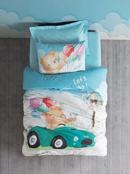 Lenjerie de pat pentru o persoana Young, Buddy - Blue, Cotton Box, Bumbac