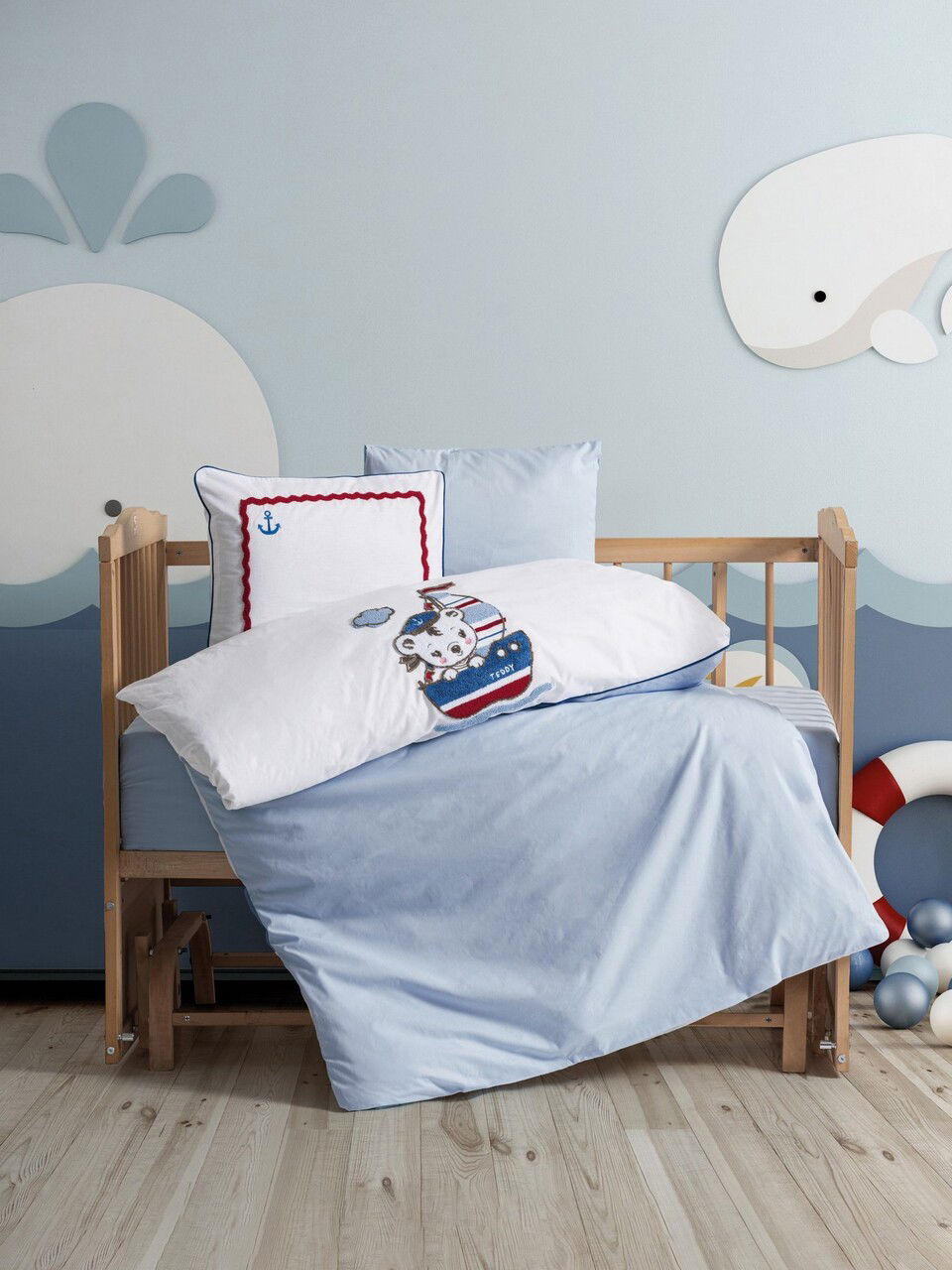 Lenjerie de pat pentru copii, Miniyo - Blue, Cotton Box, Bumbac