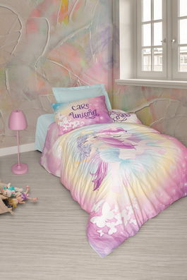 Lenjerie de pat pentru o persoana Young, Sirena - Mint v2, Cotton Box, Bumbac Ranforce
