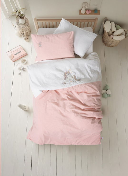 Lenjerie de pat pentru copii, Bonic - White, Cotton Box, Bumbac