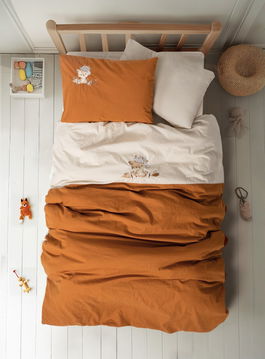 Lenjerie de pat pentru copii, Clever - Beige, Cotton Box, Bumbac