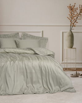 Set cuvertura matlasata dubla Bamboo, Bamboo Stripe - Beige, Cotton Box, 60% bumbac satinat/40% bambus