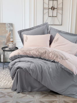 Lenjerie de pat dubla, Sheen - Grey, Cotton Box, Bumbac Satinat
