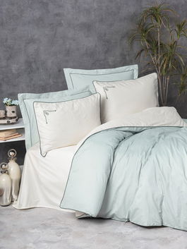 Lenjerie de pat dubla, Vanko - Mint, Cotton Box, Bumbac Satinat