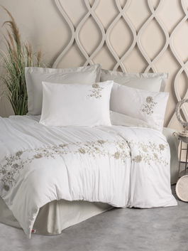 Lenjerie de pat dubla, Urian - Beige, Cotton Box, Bumbac Satinat