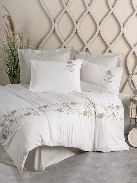 Lenjerie de pat dubla, Urian - Beige, Cotton Box, Bumbac Satinat
