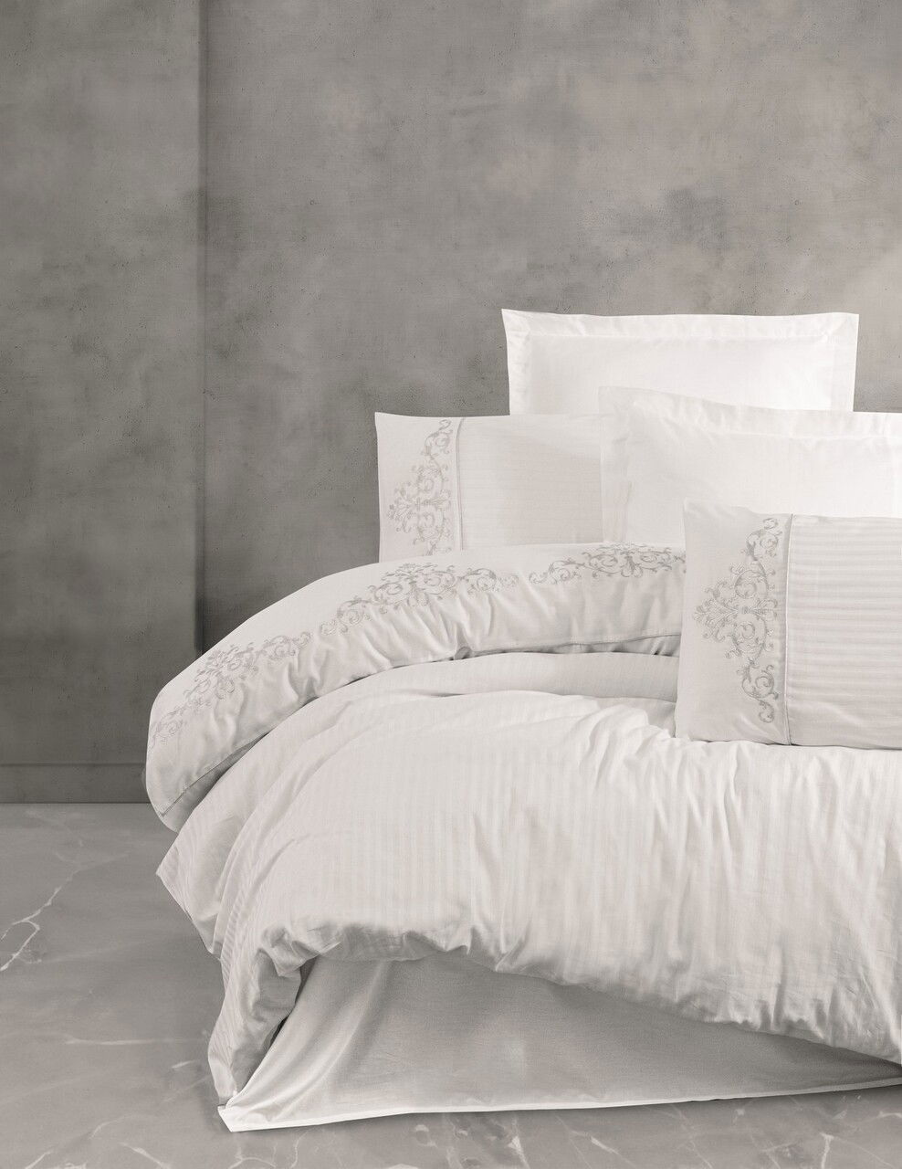 Lenjerie de pat dubla, Genny - White, Cotton Box, Bumbac Satinat