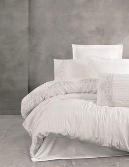 Lenjerie de pat dubla, Genny - White, Cotton Box, Bumbac Satinat