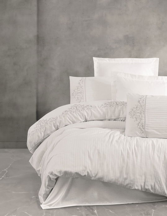 Lenjerie de pat dubla, Genny - White, Cotton Box, Bumbac Satinat