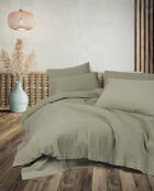 Lenjerie de pat dubla, Sungai - Green, Cotton Box, 60% bumbac/40% poliester